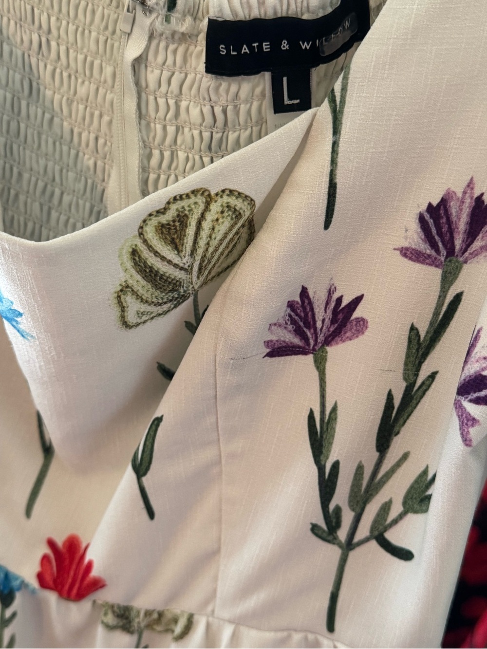 Slate & Willow Cream Maxi Dress with Red, Blue & Purple Floral Print - Picture 2 of 6